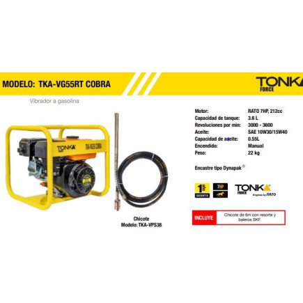 Vibrador Para Concreto Motor Loncin 7Hp C/Chicote 6M CEN-TKA-VG55RTC