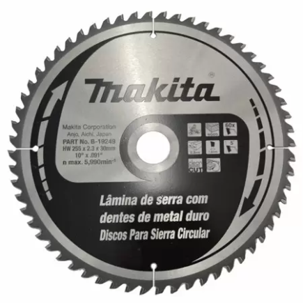 Disco Sierra Circular 10" X 1 3/16" X 60  Makita B19249