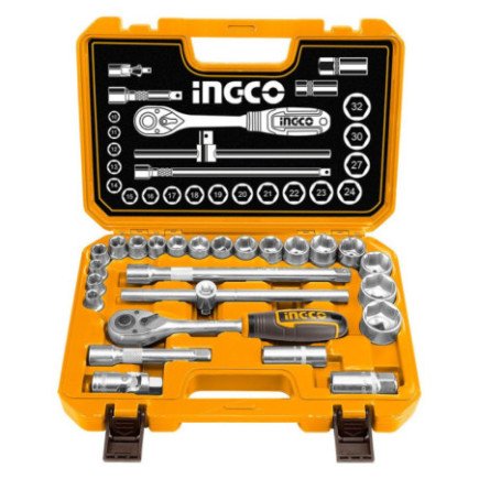 Dados 1/2" con matracas estuche 25 piezas  INGCO HKTS12251