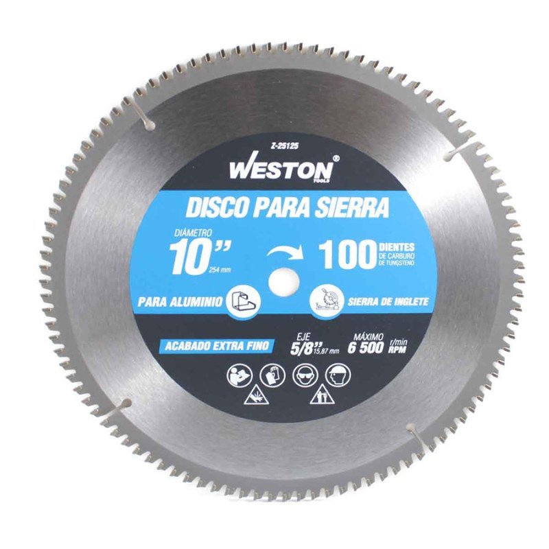 DISCO PARA SIERRA CIRCULAR P/ALUMINIO 10'' X 5/8'' 100DT WEST-Z25125