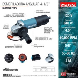 Esmeriladora Angular 4-1/2" 840 W Makita 9557HPG