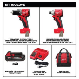 Combo Rotomartillo + Atornillador 18 V BL + 2 baterías 2 A MILWAUKEE  3610-22CT
